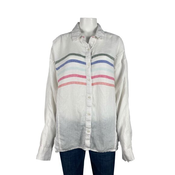 Vineyard Vines Rainbow Linen Weekend Button Down Shirt Womens 16 Long Sleeve - Picture 1 of 9
